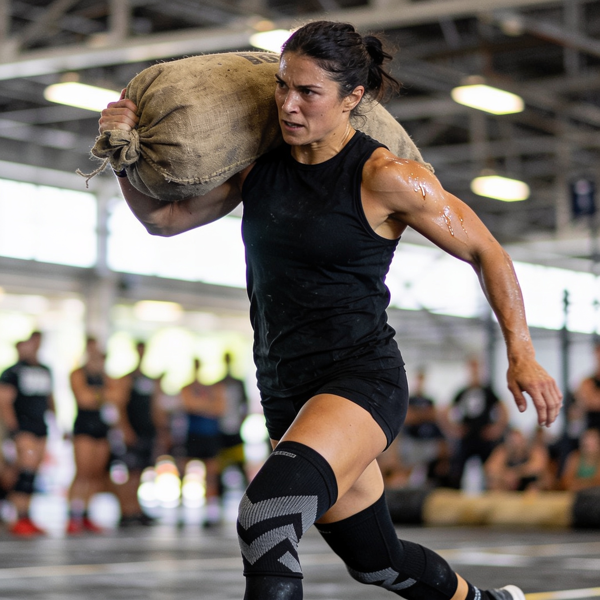 Camille Ferrand, athlète Hyrox, en manchons de compression Flexnea