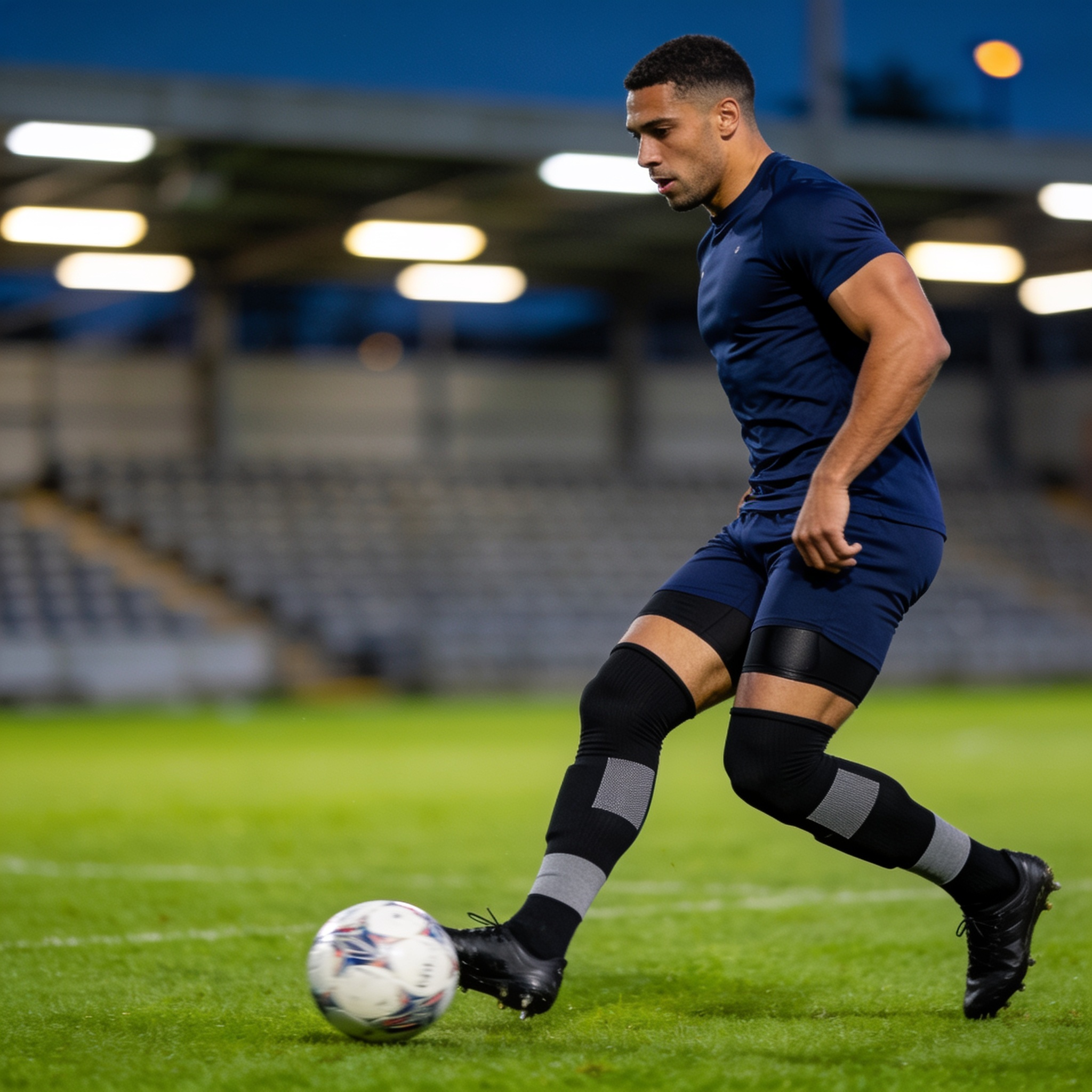 Sofiane Merzouk, footballeur, en manchons de compression Flexnea