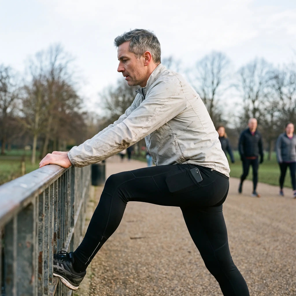 Étirement du mollet en collant de compression Flexnea après la course