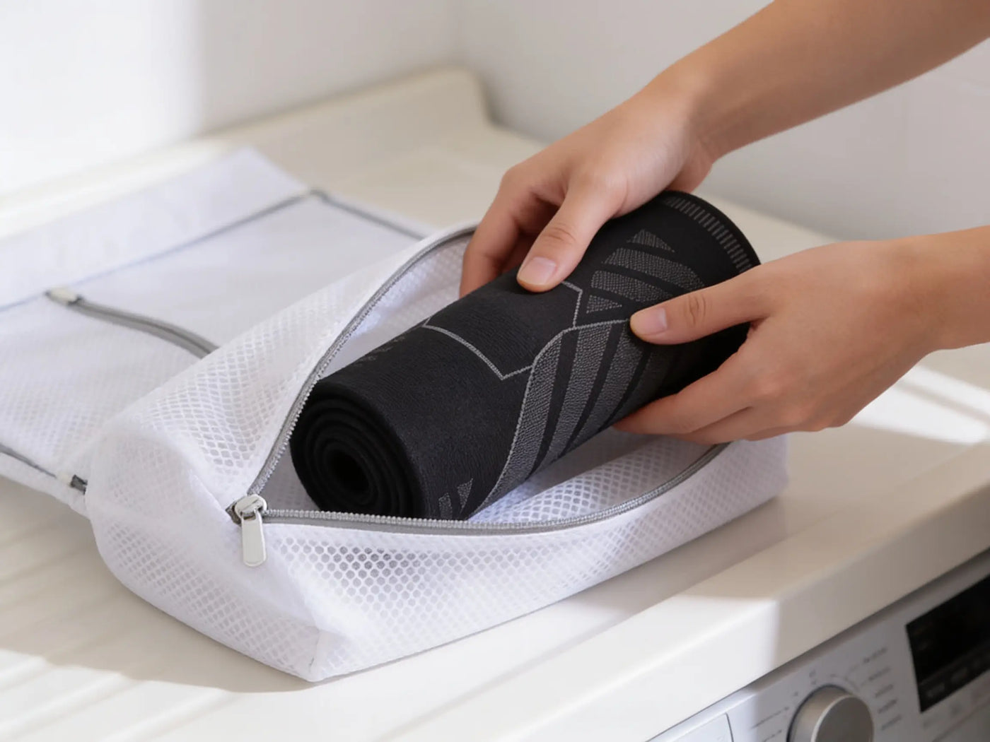 Manchon placé dans le filet de lavage